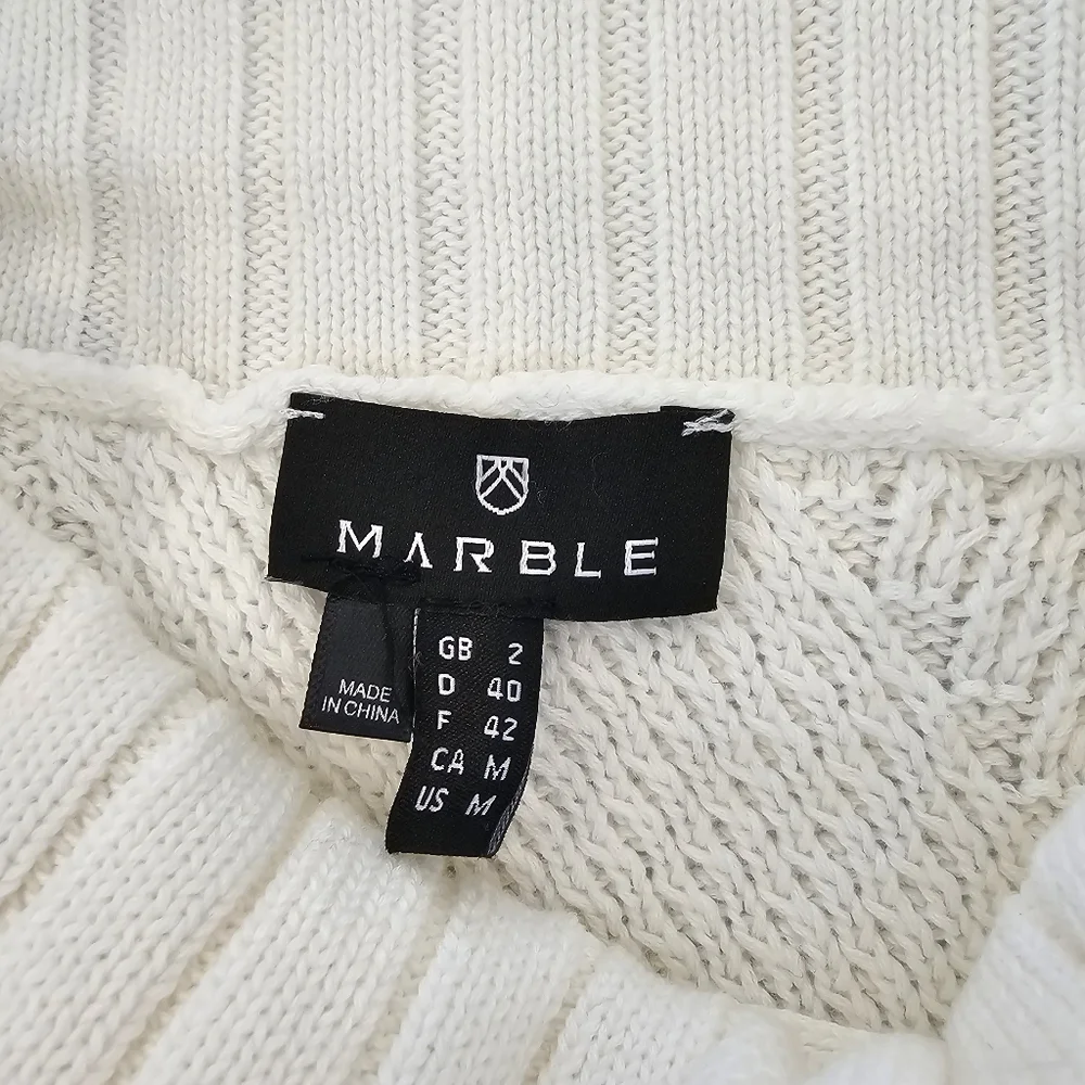 Marble Cream Cable Knit Sweater Vest With Cowl Neck MED